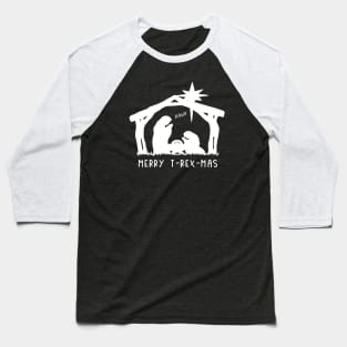 Christmas Cheer: Merry T-Rex-Mas (white text) Baseball T-Shirt